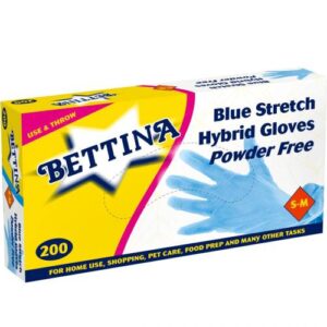 BETTINA BLUE STRETCH HYBRID GLOVES S/M PER PKTS
