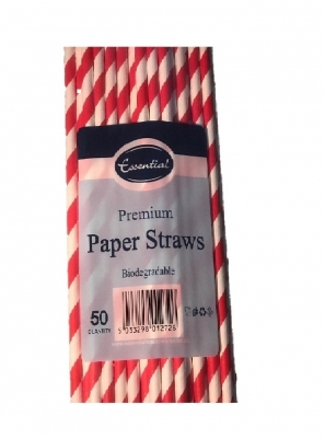 Ev Red Stripe Paper Straws 1X50