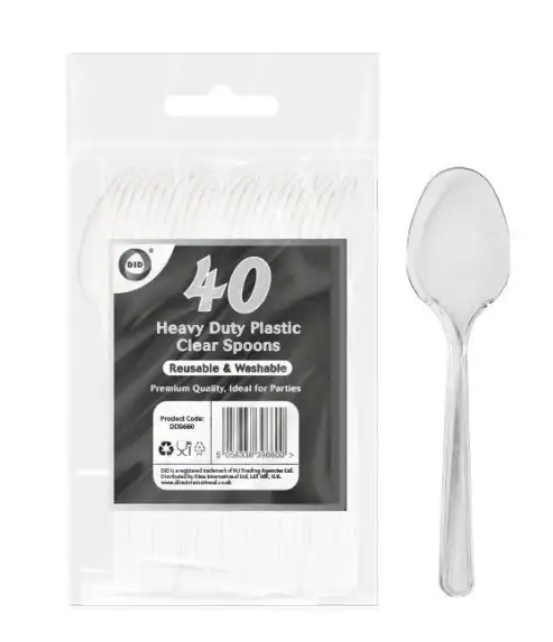HEAVY DUTY Soup Spoon Clear Plastic Cutlery 1X20X50