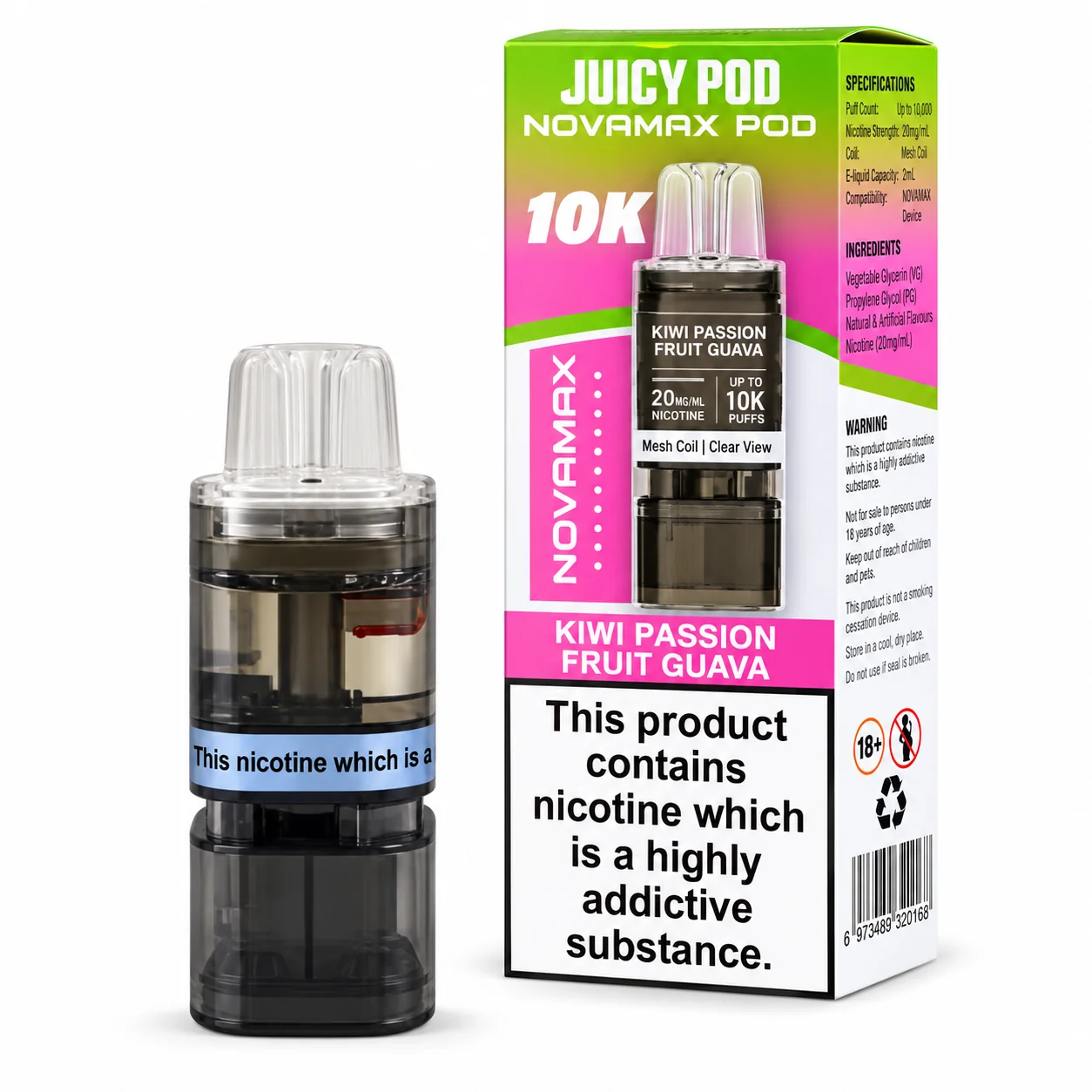 Juicy Pod Refill 10K Kiwi Passionfruit Guava 1X10