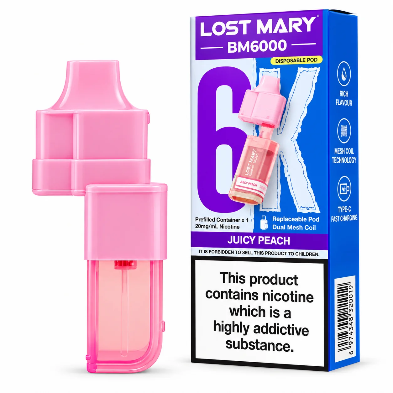 Lost Mary Bm6K Pod Juicy Peach 1X5