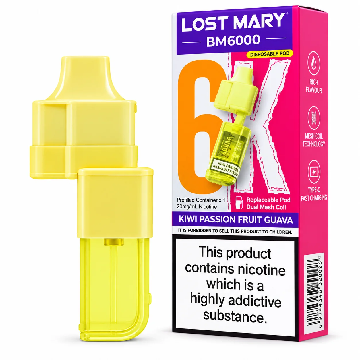 Lost Mary Bm6K Pod Kiwi Passionfruit Guava 1X5