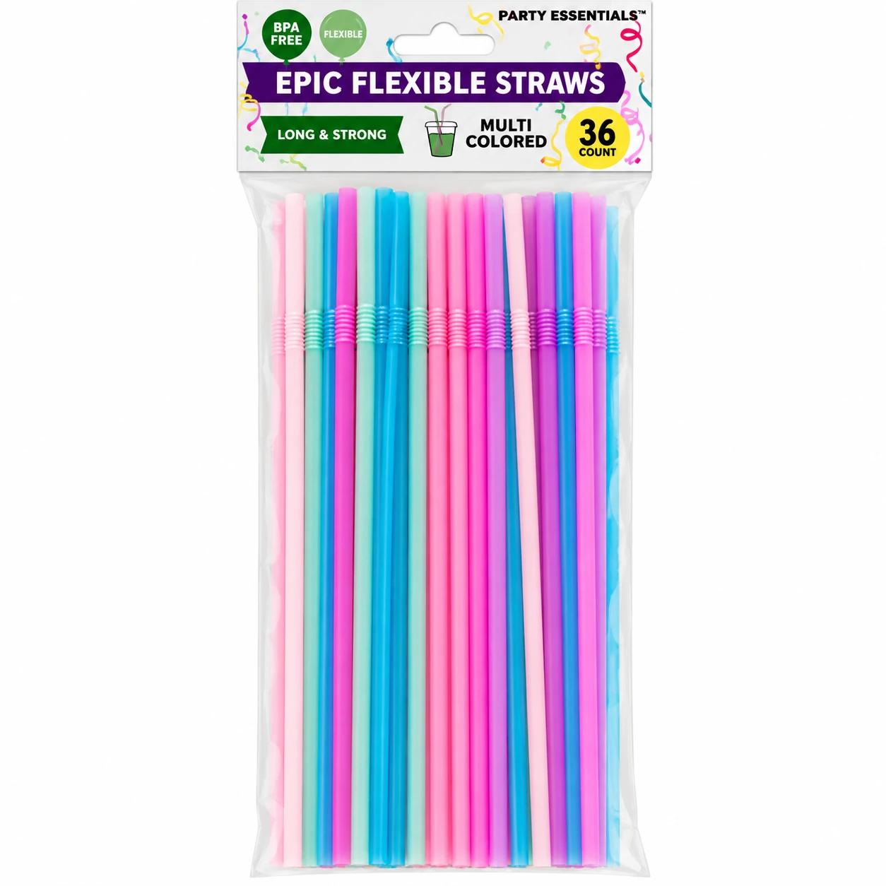 Prima 30Pk Flexible Pastic Straw 1X24